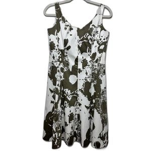 Jones New York Dress Size 12 Boning A line Boning Camo Abstract Green Cream Y2K